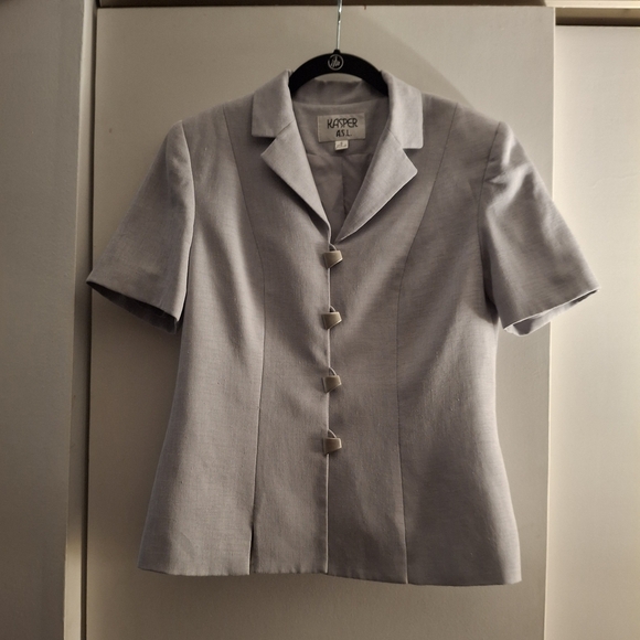 Kasper Women's Gray Short Sleeve Textured Blazer - Picture 1 of 8